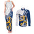Personalised Finland Couples Matching Tank Maxi Dress and Long Sleeve Button Shirts Suomi Lion With Lily of the Valley - Wonder Print Shop