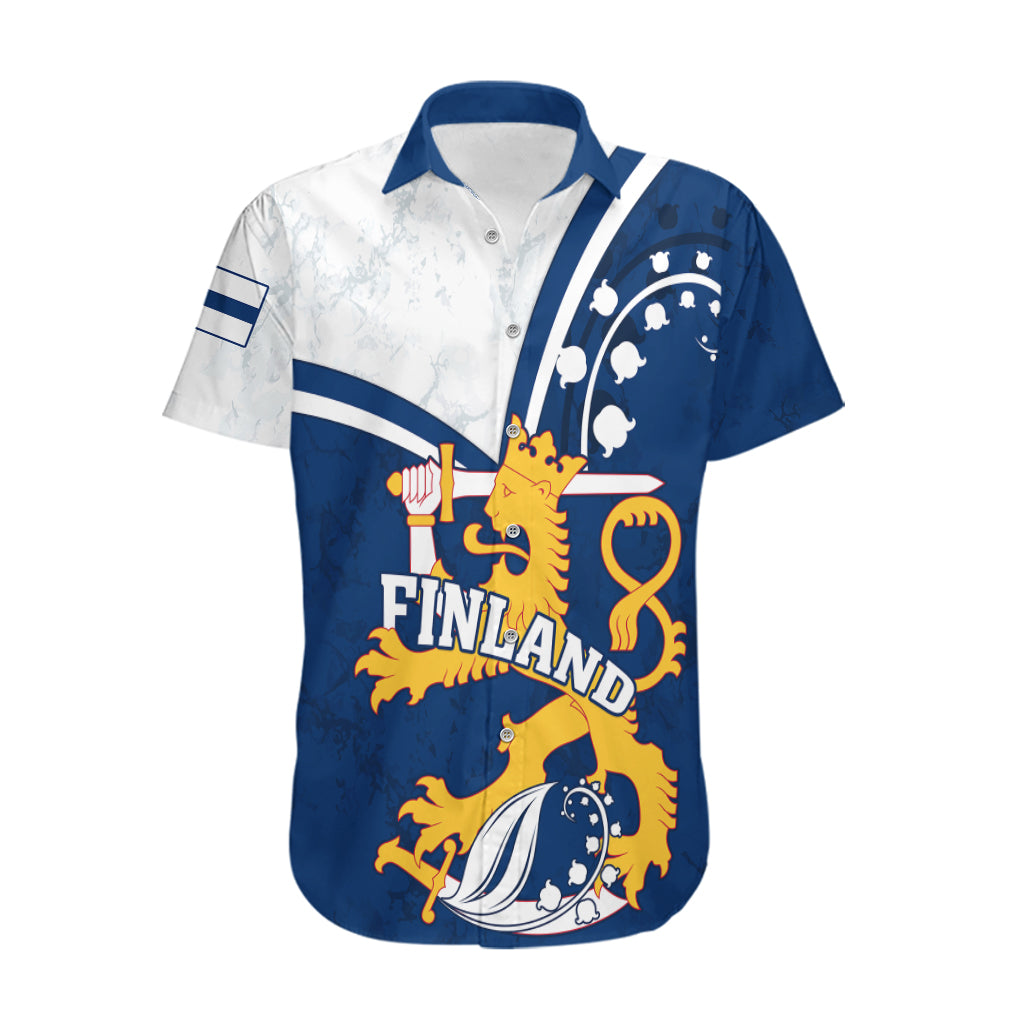 Personalised Finland Hawaiian Shirt Suomi Lion With Lily of the Valley - Wonder Print Shop