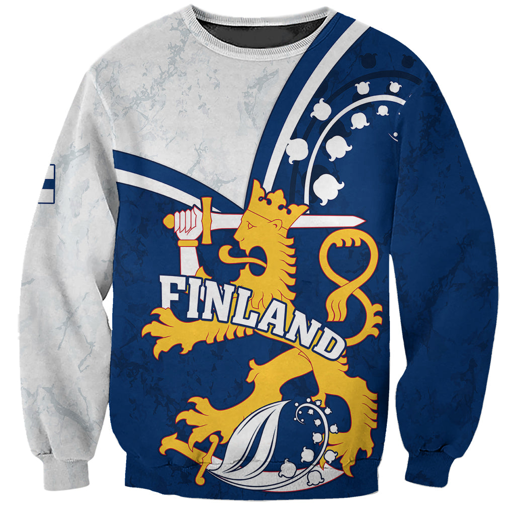 Personalised Finland Sweatshirt Suomi Lion With Lily of the Valley - Wonder Print Shop