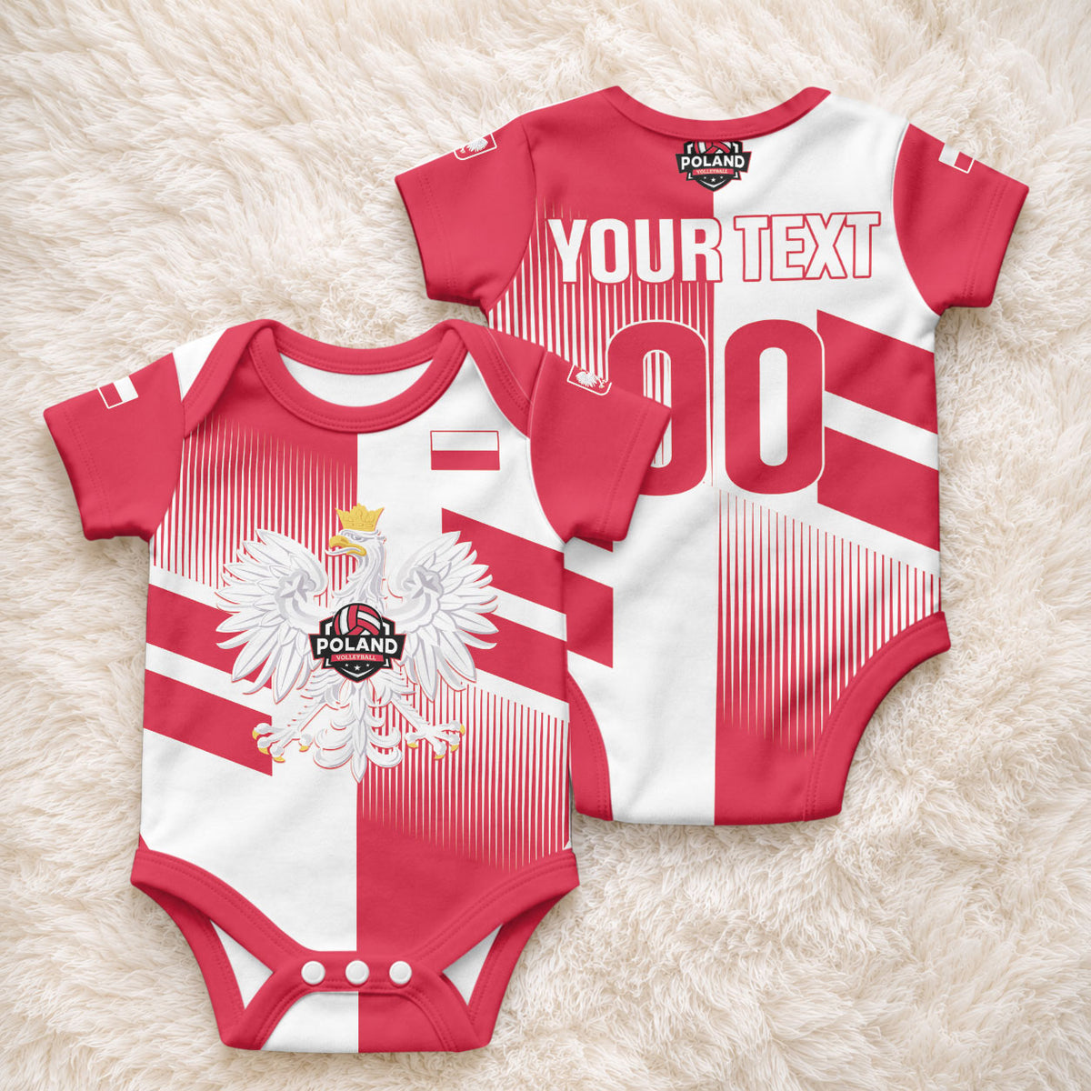 Custom Volleyball 2026 Poland 3rd Champions Baby Onesie