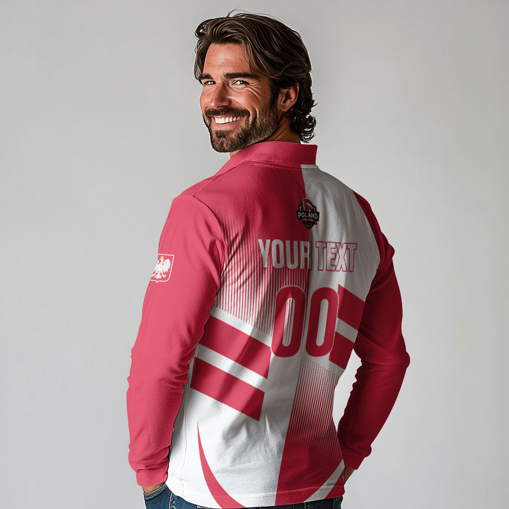 Custom Volleyball 2026 Poland 3rd Champions Long Sleeve Polo Shirt