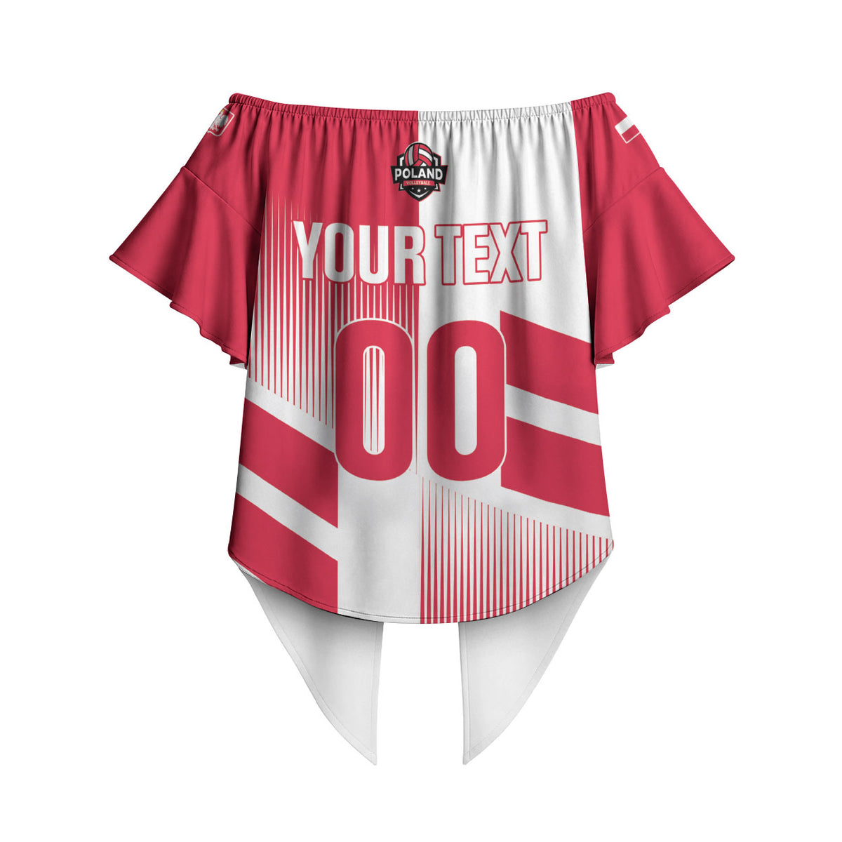 Custom Volleyball 2026 Poland 3rd Champions Off Shoulder Wrap Waist Top