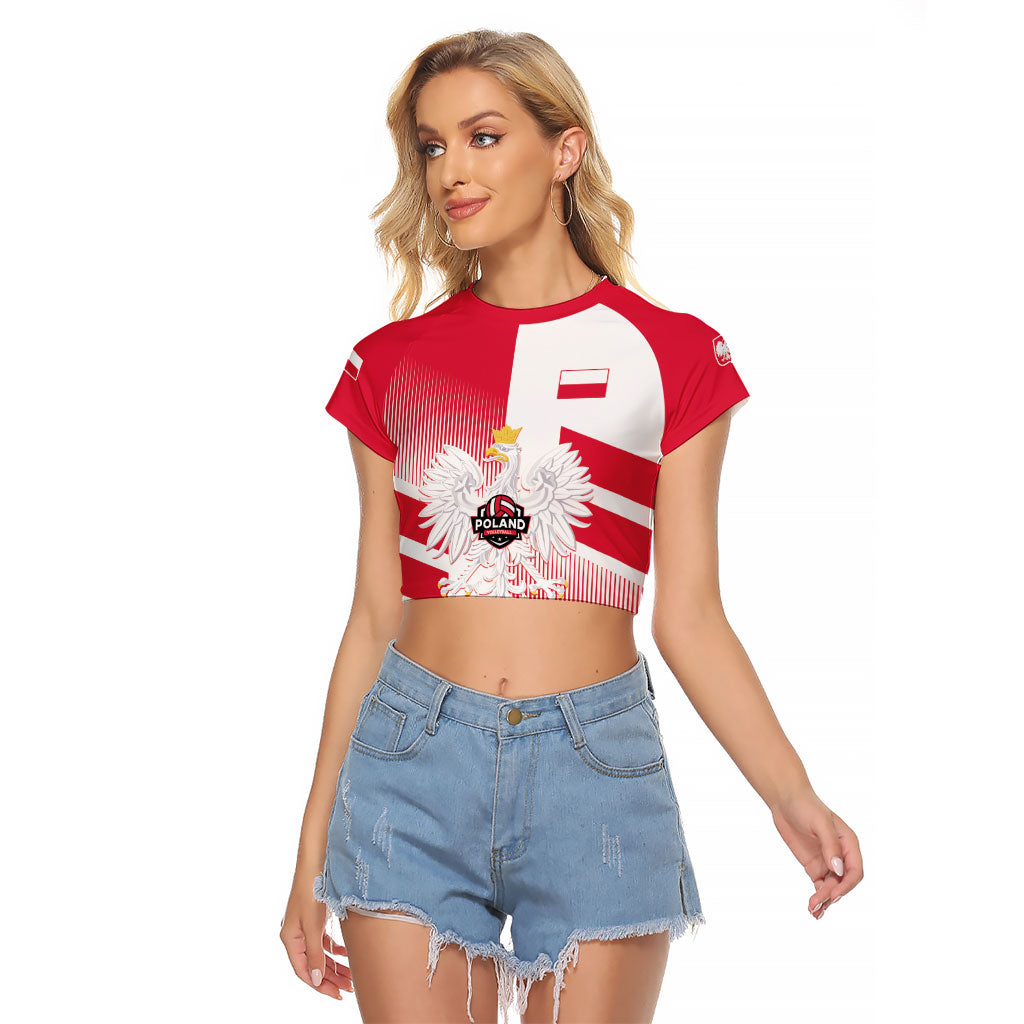 Custom Volleyball 2026 Poland 3rd Champions Raglan Cropped T Shirt