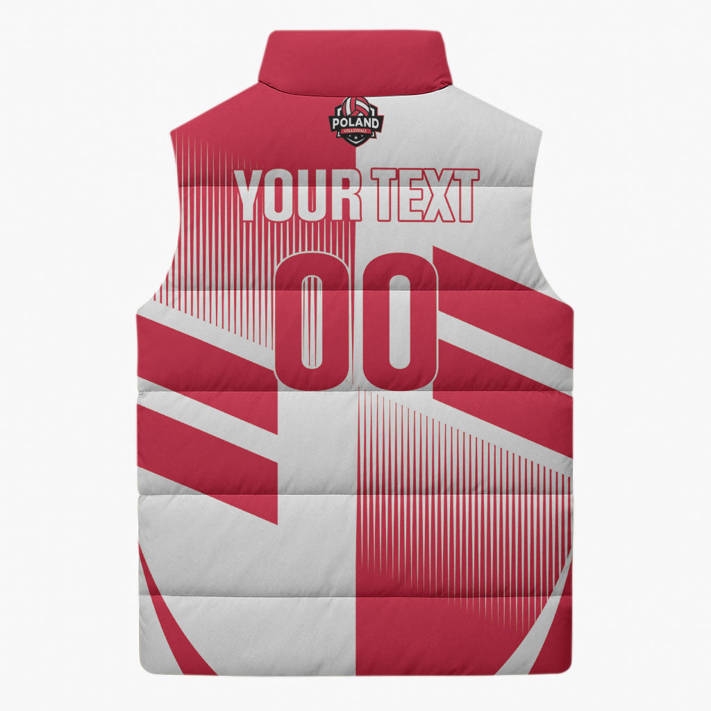 Custom Volleyball 2026 Poland 3rd Champions Sleeveless Puffer Jacket