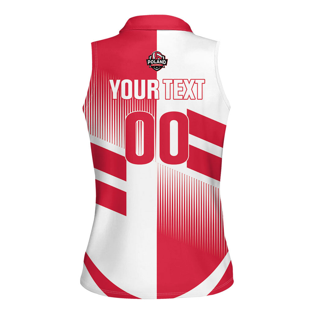 Custom Volleyball 2026 Poland 3rd Champions Women Sleeveless Polo Shirt