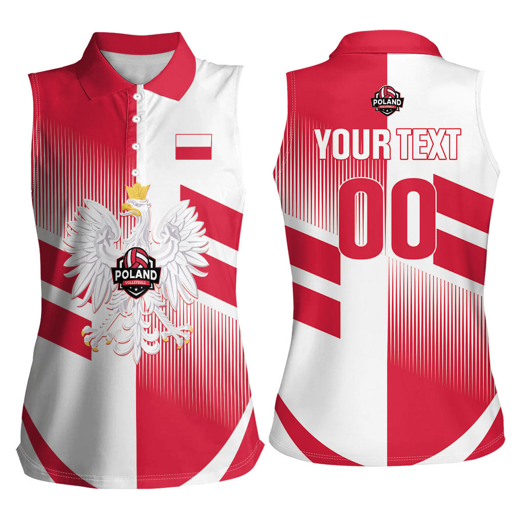 Custom Volleyball 2026 Poland 3rd Champions Women Sleeveless Polo Shirt