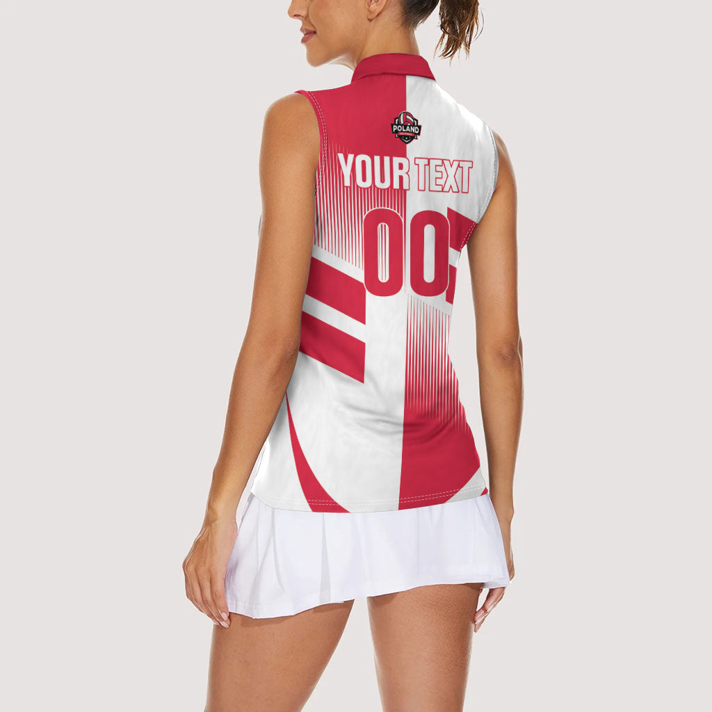 Custom Volleyball 2026 Poland 3rd Champions Women Sleeveless Polo Shirt