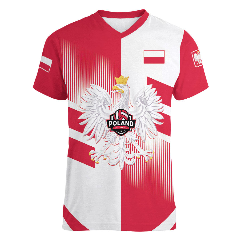 Custom Volleyball 2026 Poland 3rd Champions Women V-Neck T-Shirt