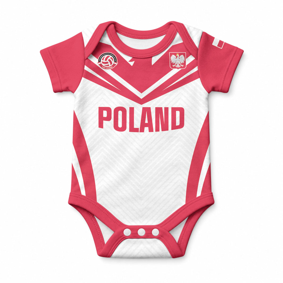 Custom Poland 2026 Volleyball Baby Onesie Polish Eagle Champions