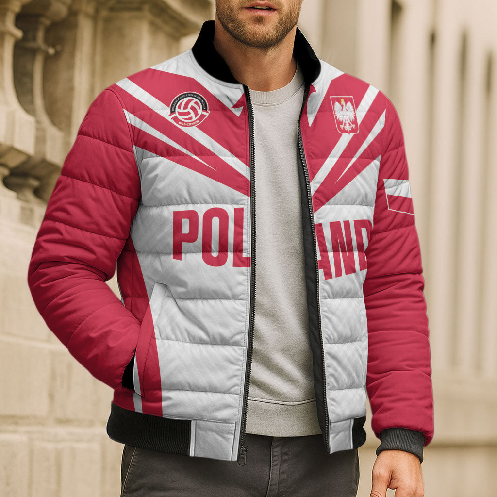 Custom Poland 2026 Volleyball Bomber Puffer Jacket Polish Eagle Champions