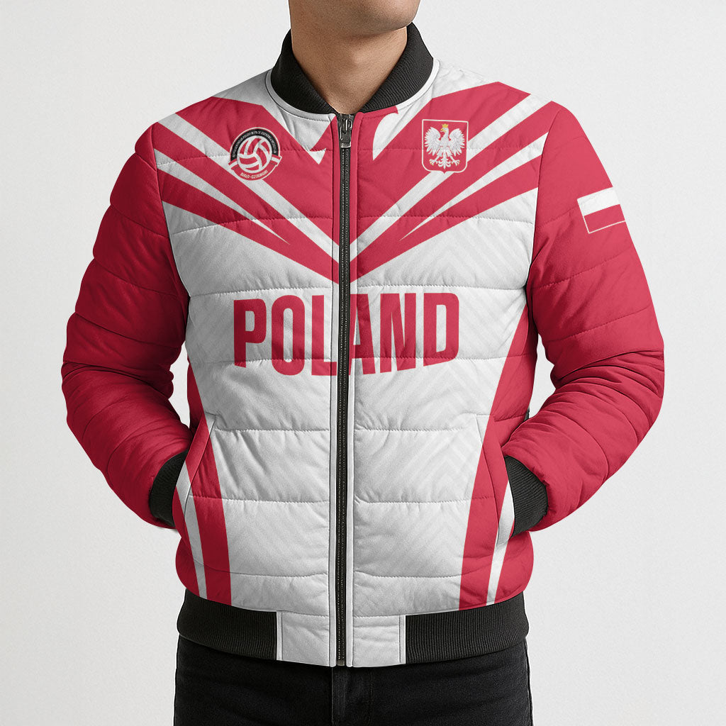 Custom Poland 2026 Volleyball Bomber Puffer Jacket Polish Eagle Champions