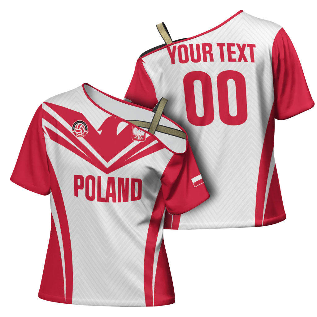 Custom Poland 2026 Volleyball Cross Shoulder Shirt Polish Eagle Champions