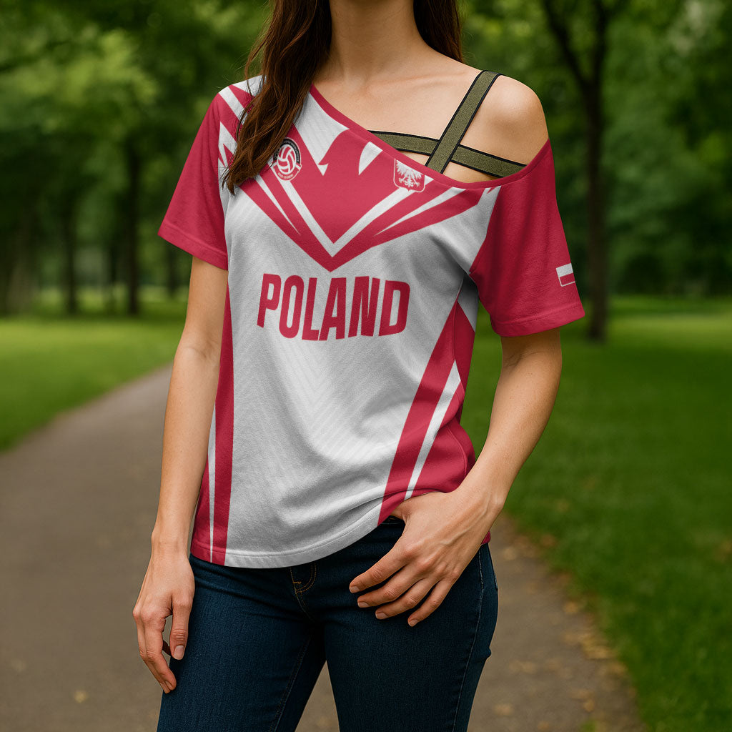 Custom Poland 2026 Volleyball Cross Shoulder Shirt Polish Eagle Champions
