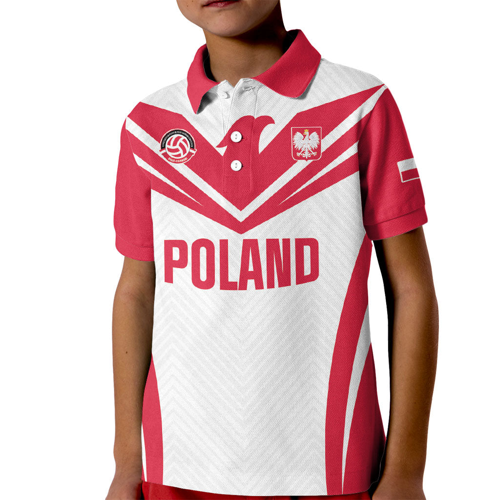 Custom Poland 2026 Volleyball Kid Polo Shirt Polish Eagle Champions