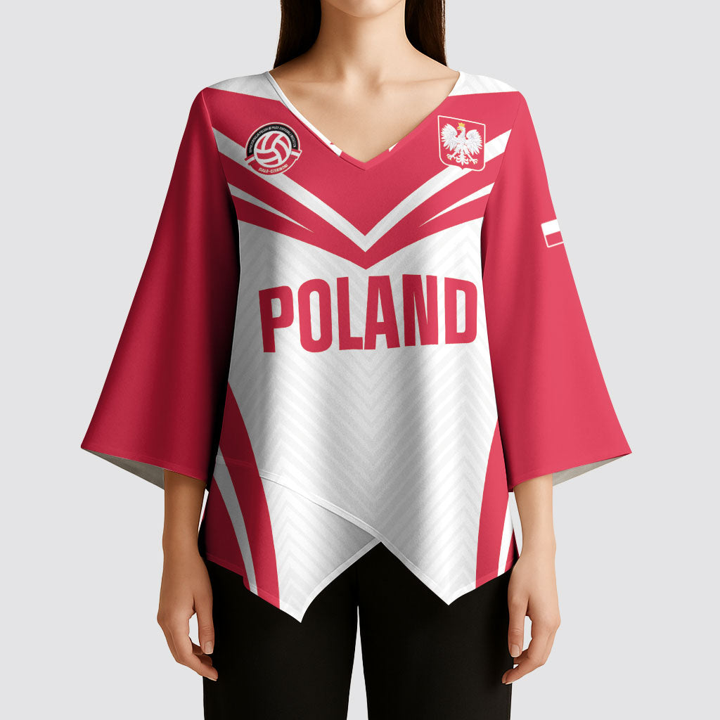Custom Poland 2026 Volleyball Kimono Sleeve Blouse Polish Eagle Champions