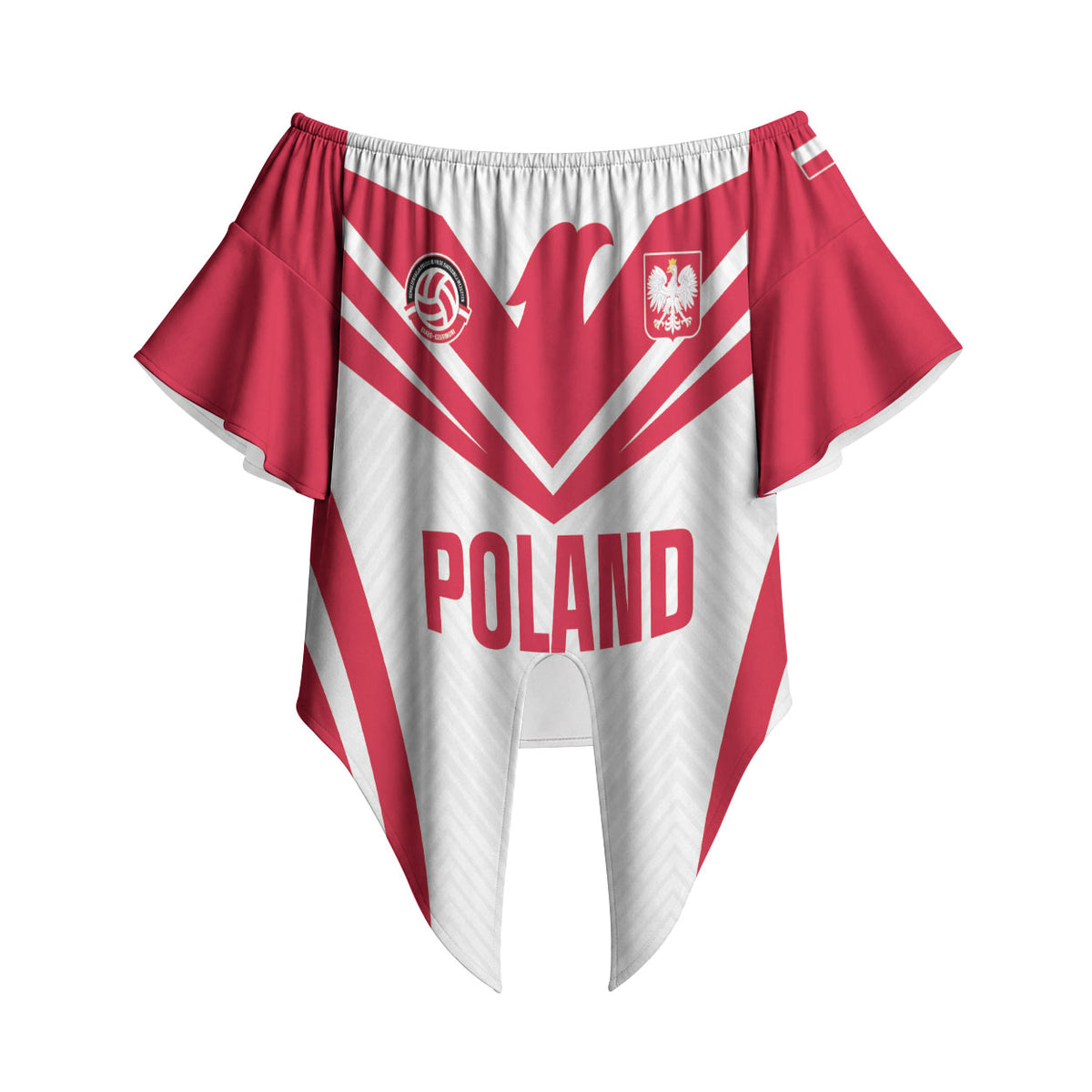 Custom Poland 2026 Volleyball Off Shoulder Wrap Waist Top Polish Eagle Champions