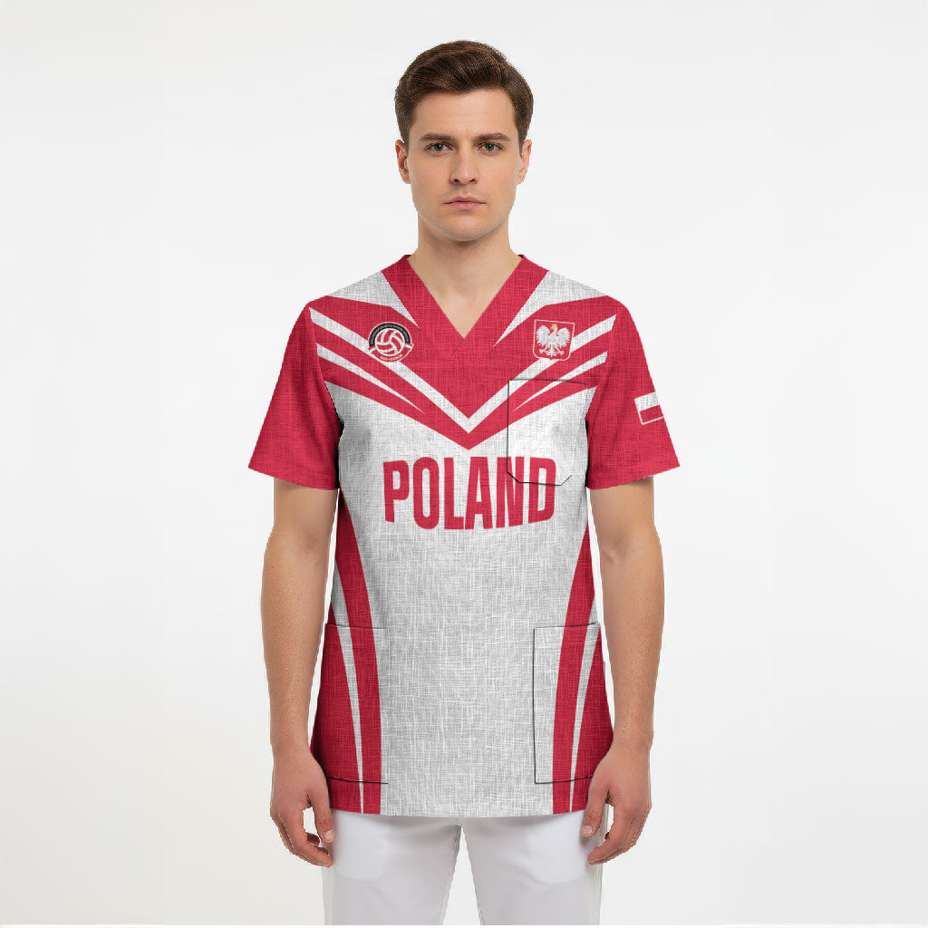 Custom Poland 2026 Volleyball Scrub Top Polish Eagle Champions