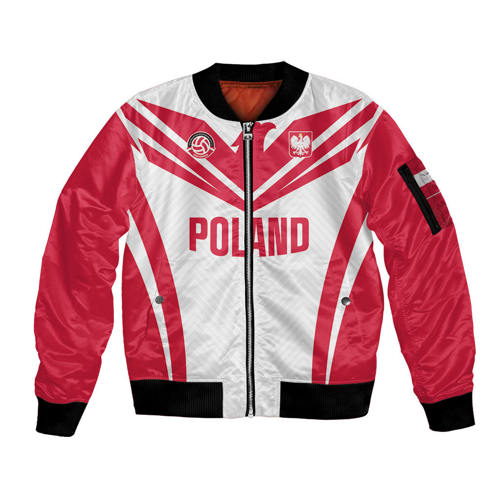 Custom Poland 2026 Volleyball Sleeve Zip Bomber Jacket Polish Eagle Champions