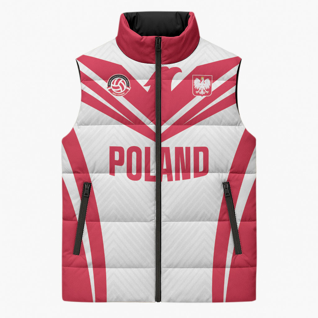 Custom Poland 2026 Volleyball Sleeveless Puffer Jacket Polish Eagle Champions