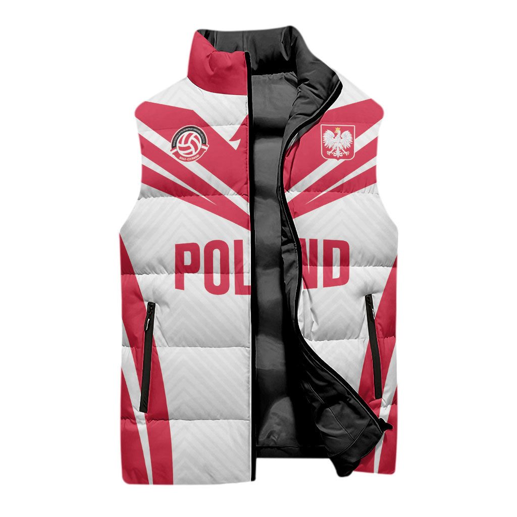 Custom Poland 2026 Volleyball Sleeveless Puffer Jacket Polish Eagle Champions