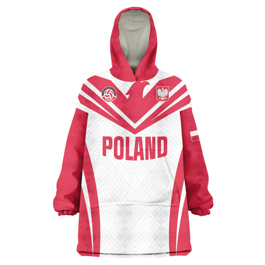 Custom Poland 2026 Volleyball Wearable Blanket Hoodie Polish Eagle Champions