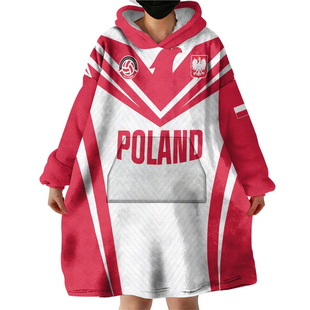 Custom Poland 2026 Volleyball Wearable Blanket Hoodie Polish Eagle Champions