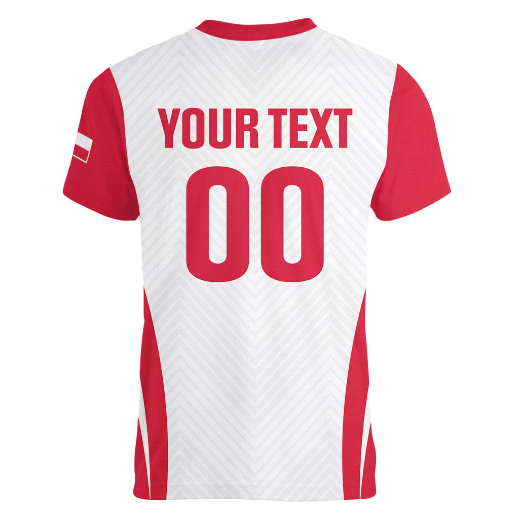 Custom Poland 2026 Volleyball Women V-Neck T-Shirt Polish Eagle Champions