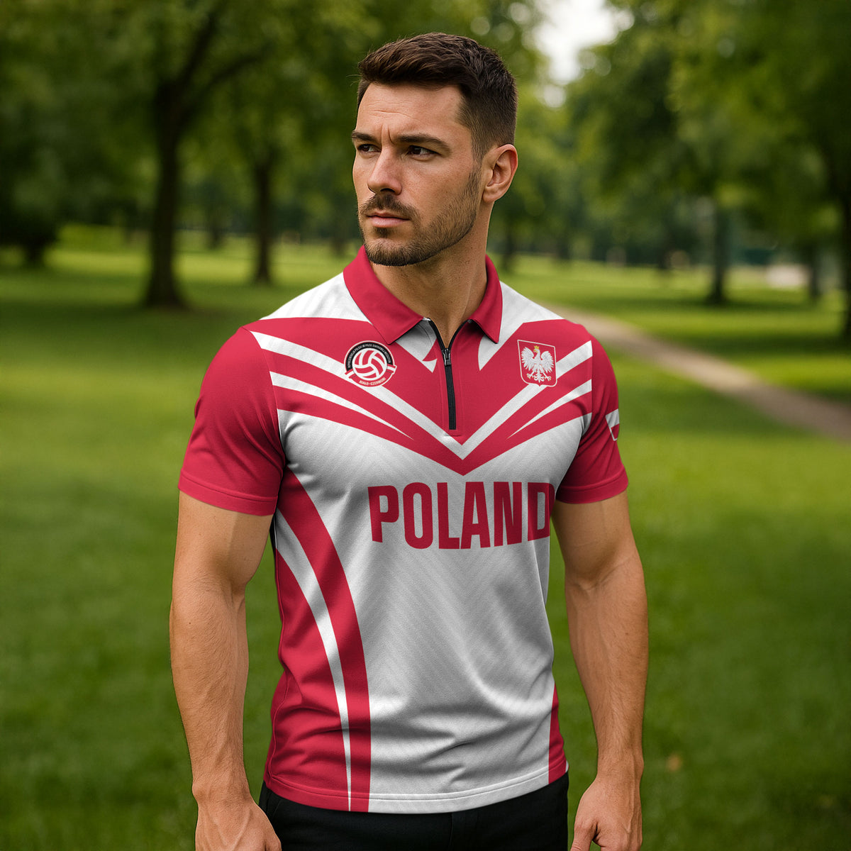 Custom Poland 2026 Volleyball Zipper Polo Shirt Polish Eagle Champions