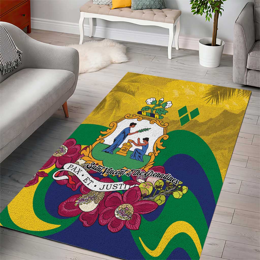 Saint Vincent and the Grenadines Area Rug Cannonball Flower Tropical Style - Wonder Print Shop