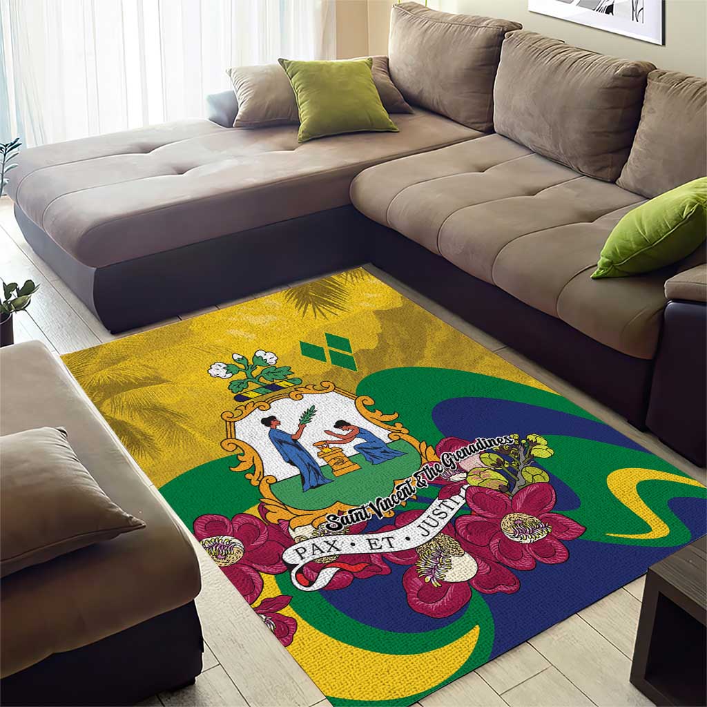 Saint Vincent and the Grenadines Area Rug Cannonball Flower Tropical Style - Wonder Print Shop