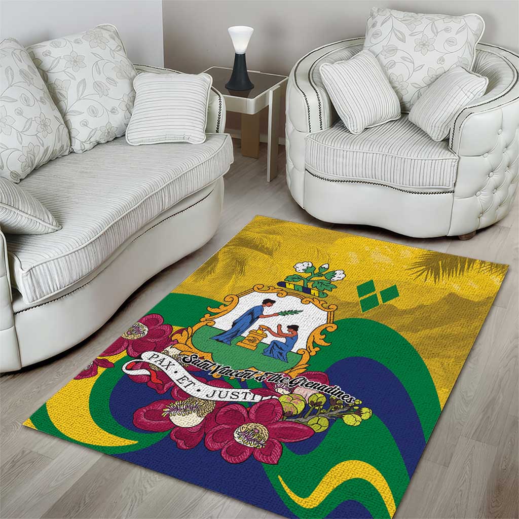 Saint Vincent and the Grenadines Area Rug Cannonball Flower Tropical Style - Wonder Print Shop