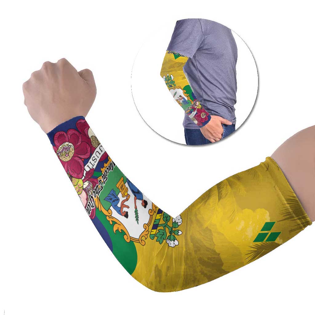 Personalized Saint Vincent and the Grenadines Arm Sleeves Cannonball Flower Tropical Style - Wonder Print Shop