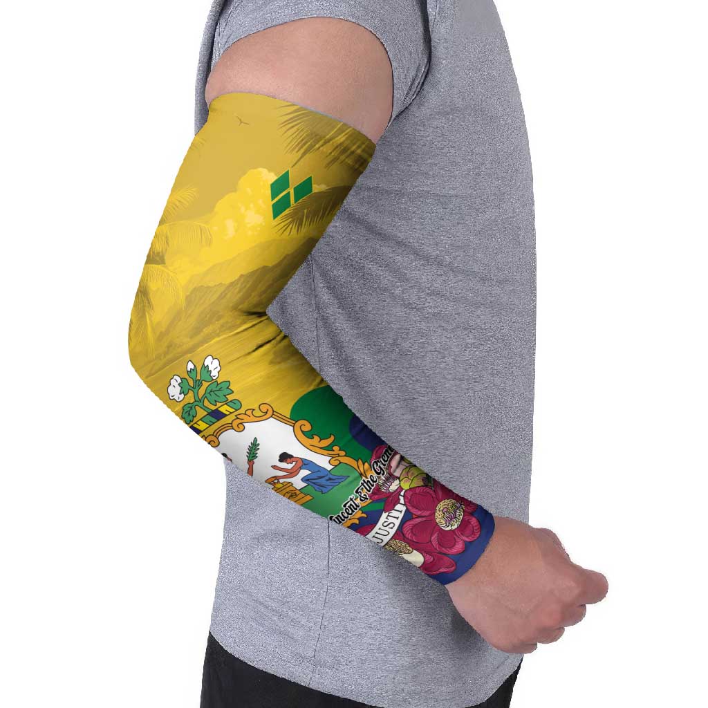 Personalized Saint Vincent and the Grenadines Arm Sleeves Cannonball Flower Tropical Style - Wonder Print Shop