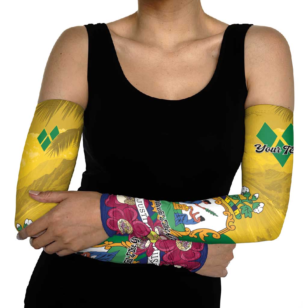 Personalized Saint Vincent and the Grenadines Arm Sleeves Cannonball Flower Tropical Style - Wonder Print Shop