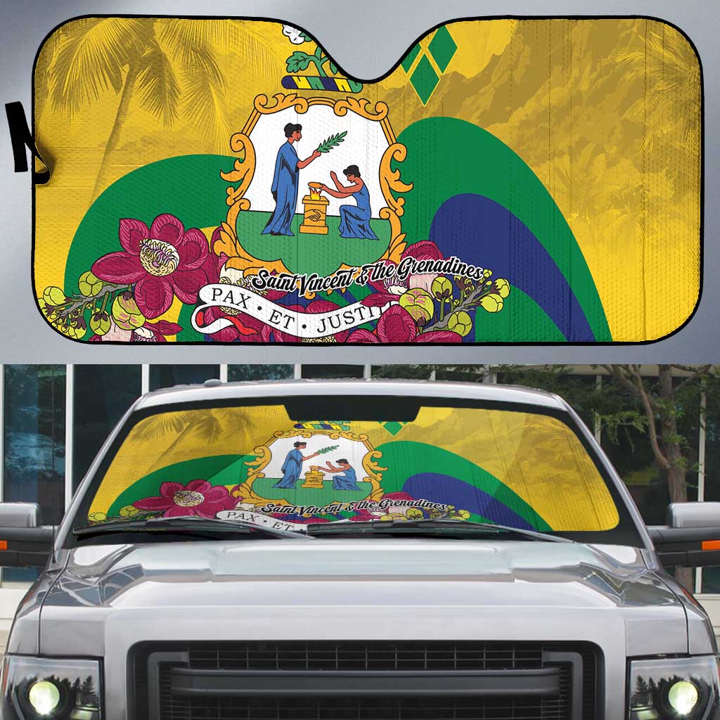 Saint Vincent and the Grenadines Auto Sun Shade Cannonball Flower Tropical Style - Wonder Print Shop
