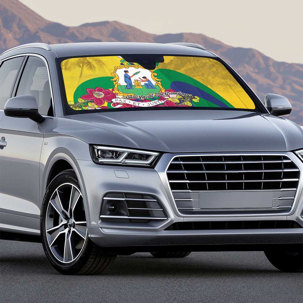 Saint Vincent and the Grenadines Auto Sun Shade Cannonball Flower Tropical Style - Wonder Print Shop