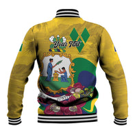 Personalized Saint Vincent and the Grenadines Baseball Jacket Cannonball Flower Tropical Style - Wonder Print Shop