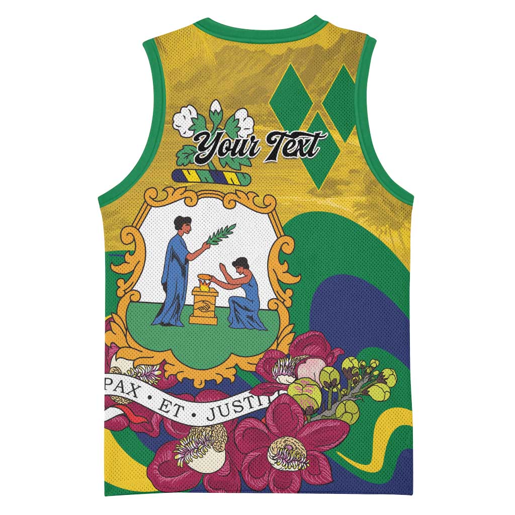 Personalized Saint Vincent and the Grenadines Basketball Jersey Cannonball Flower Tropical Style - Wonder Print Shop