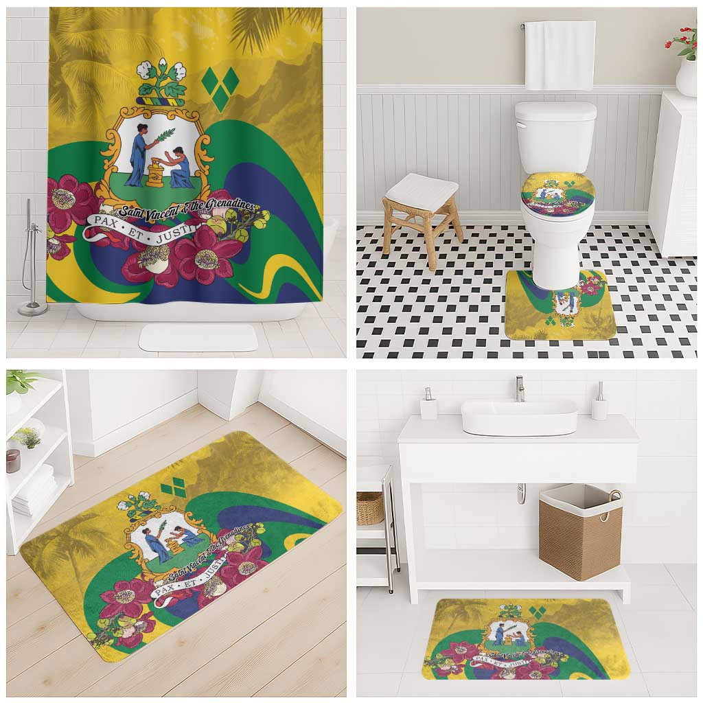 Saint Vincent and the Grenadines Bathroom Set Cannonball Flower Tropical Style - Wonder Print Shop