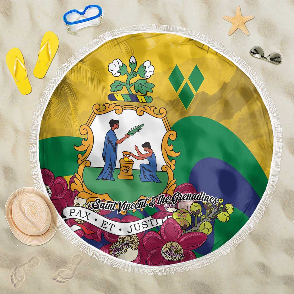 Saint Vincent and the Grenadines Beach Blanket Cannonball Flower Tropical Style - Wonder Print Shop