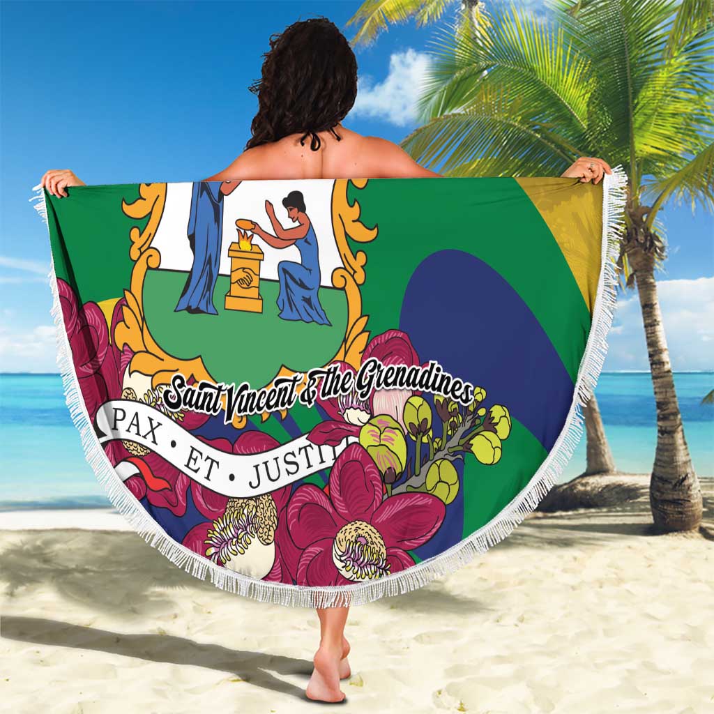 Saint Vincent and the Grenadines Beach Blanket Cannonball Flower Tropical Style - Wonder Print Shop