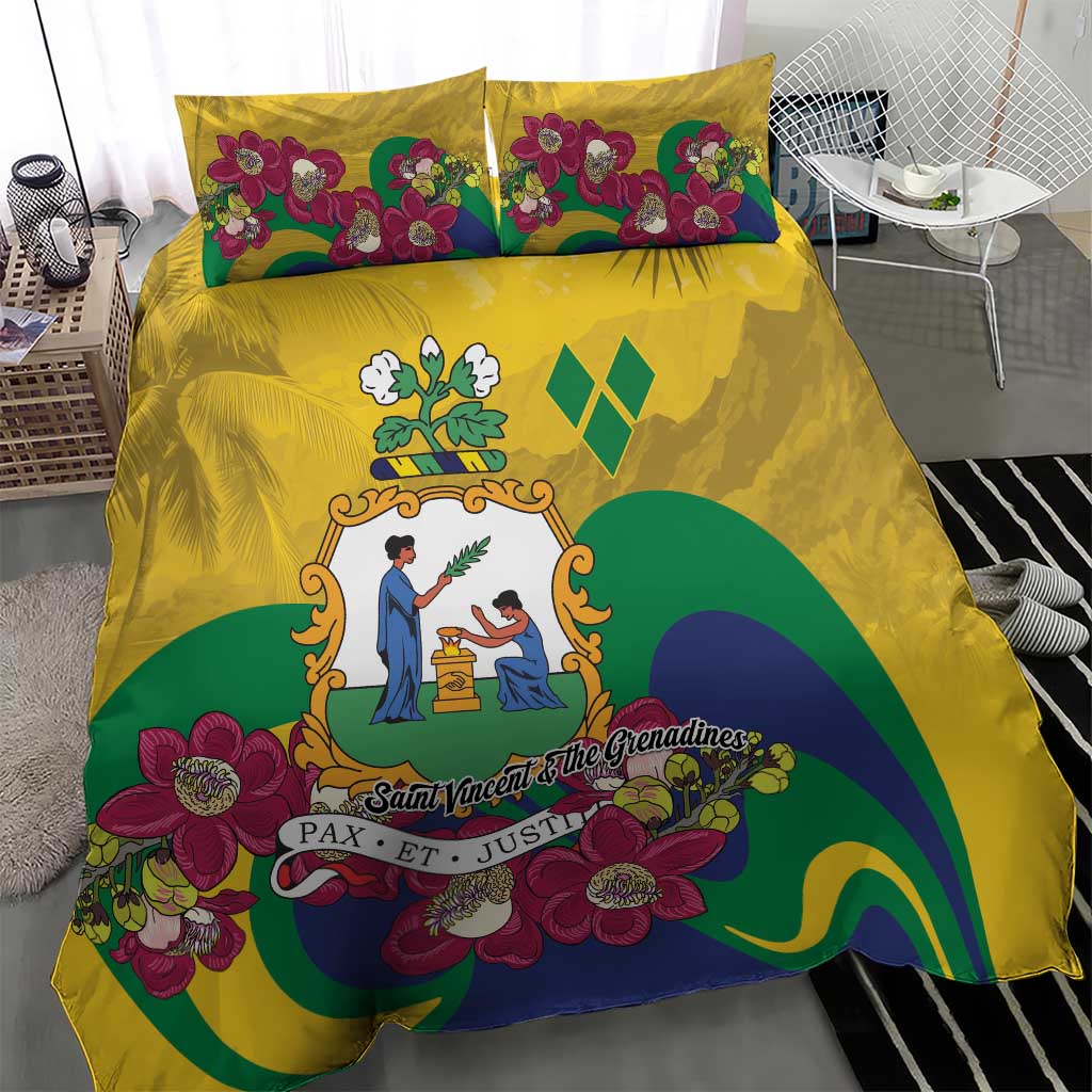 Saint Vincent and the Grenadines Bedding Set Cannonball Flower Tropical Style - Wonder Print Shop