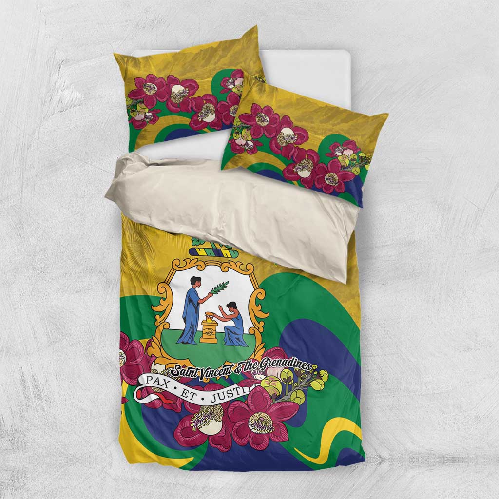 Saint Vincent and the Grenadines Bedding Set Cannonball Flower Tropical Style - Wonder Print Shop