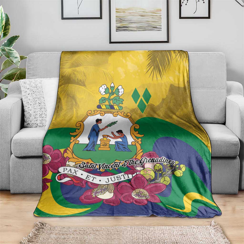 Saint Vincent and the Grenadines Blanket Cannonball Flower Tropical Style - Wonder Print Shop