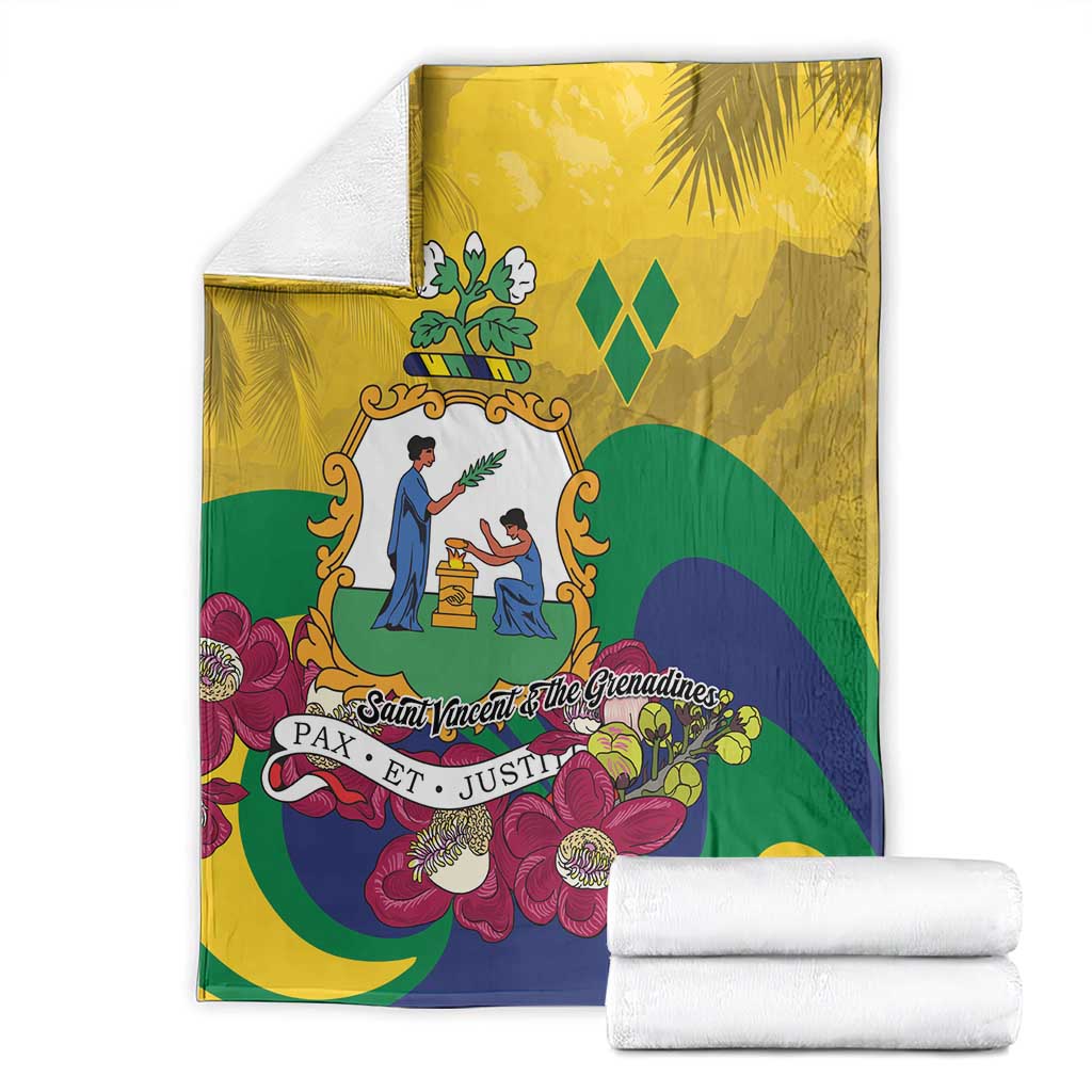 Saint Vincent and the Grenadines Blanket Cannonball Flower Tropical Style - Wonder Print Shop