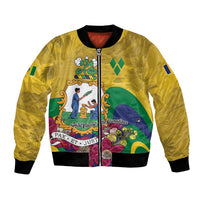 Personalized Saint Vincent and the Grenadines Bomber Jacket Cannonball Flower Tropical Style - Wonder Print Shop