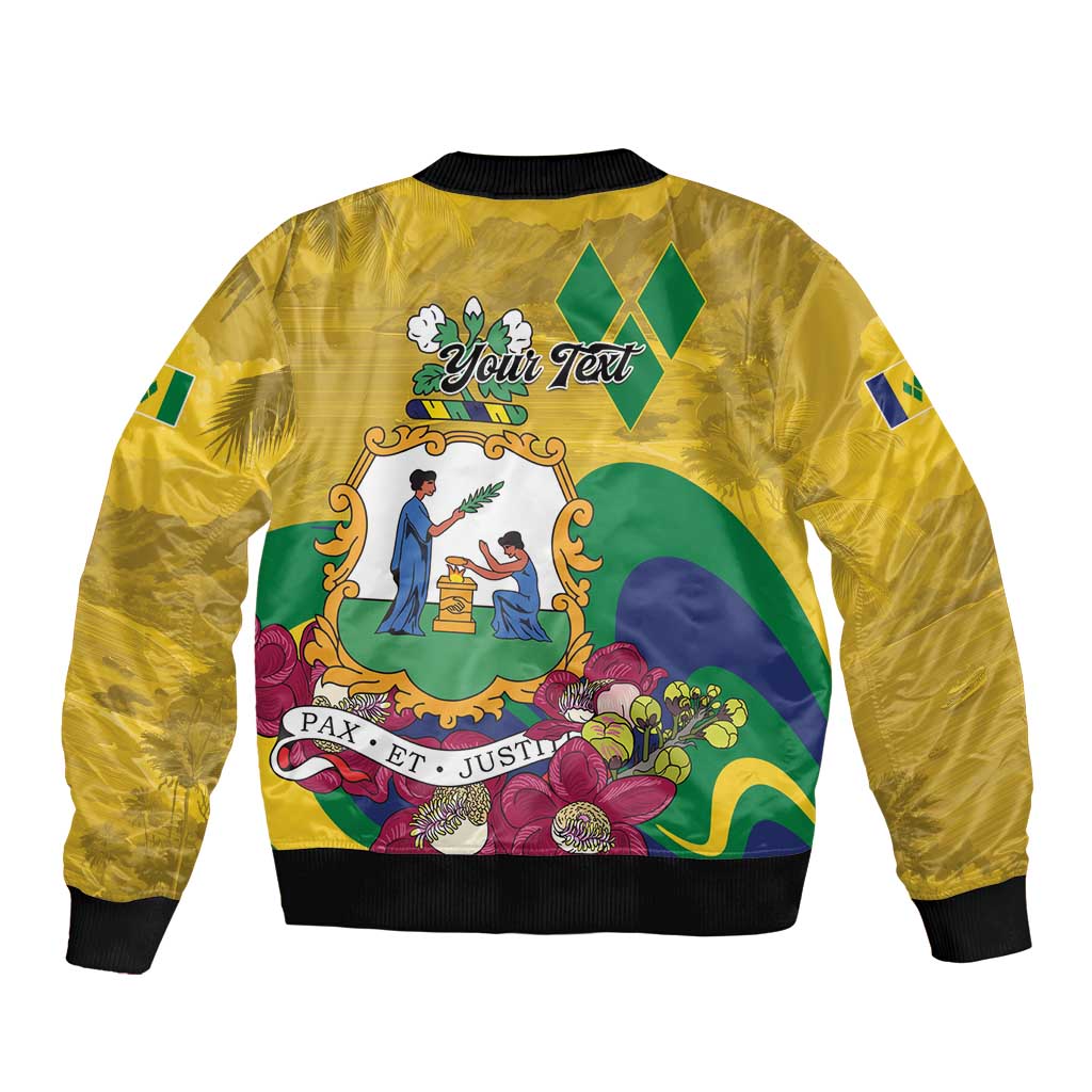 Personalized Saint Vincent and the Grenadines Bomber Jacket Cannonball Flower Tropical Style - Wonder Print Shop
