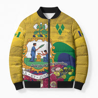 Personalized Saint Vincent and the Grenadines Bomber Puffer Jacket Cannonball Flower Tropical Style - Wonder Print Shop