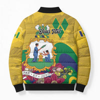 Personalized Saint Vincent and the Grenadines Bomber Puffer Jacket Cannonball Flower Tropical Style - Wonder Print Shop
