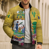 Personalized Saint Vincent and the Grenadines Bomber Puffer Jacket Cannonball Flower Tropical Style - Wonder Print Shop